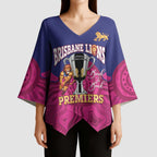 AFL Lions Football Custom Kimono Sleeve Blouse Brisbane Premiers Back To Back Proud - Aussie Hoodie