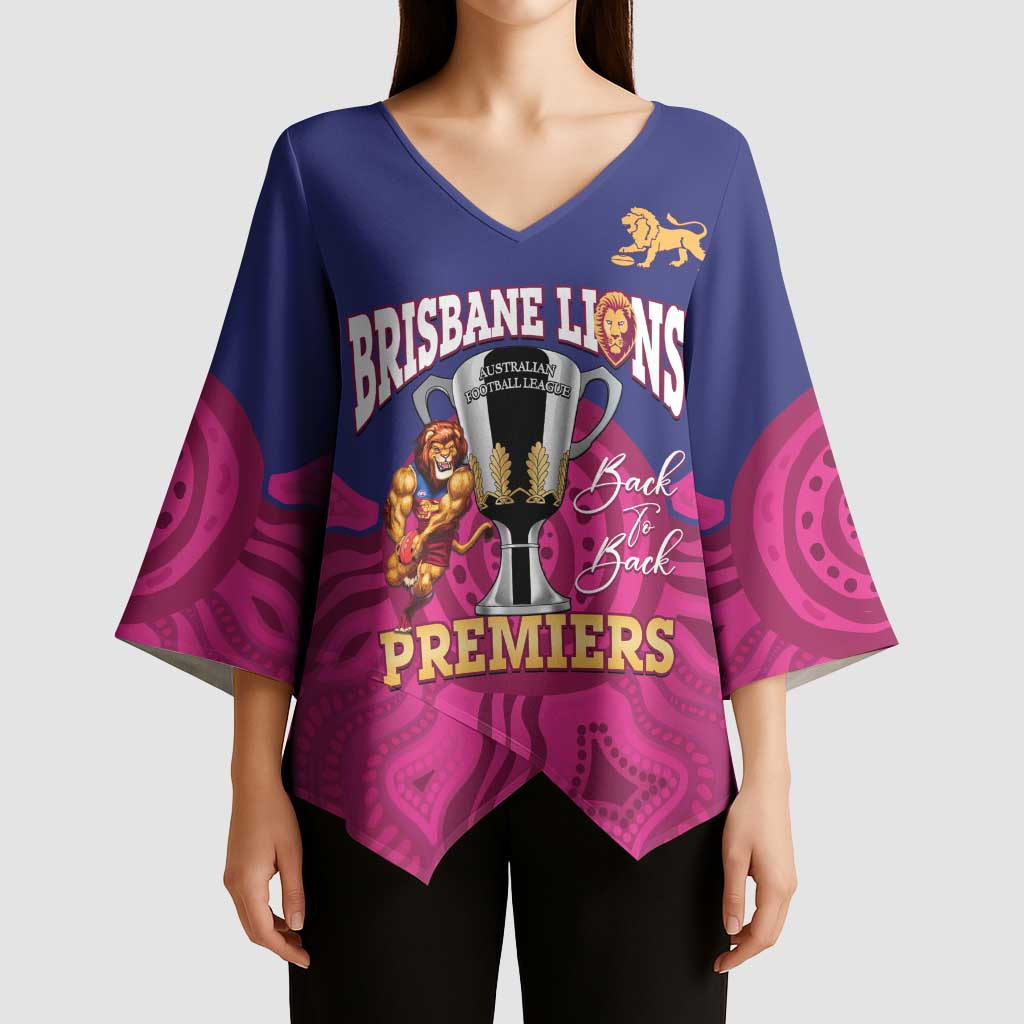 AFL Lions Football Custom Kimono Sleeve Blouse Brisbane Premiers Back To Back Proud - Aussie Hoodie