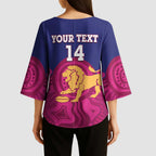 AFL Lions Football Custom Kimono Sleeve Blouse Brisbane Premiers Back To Back Proud - Aussie Hoodie