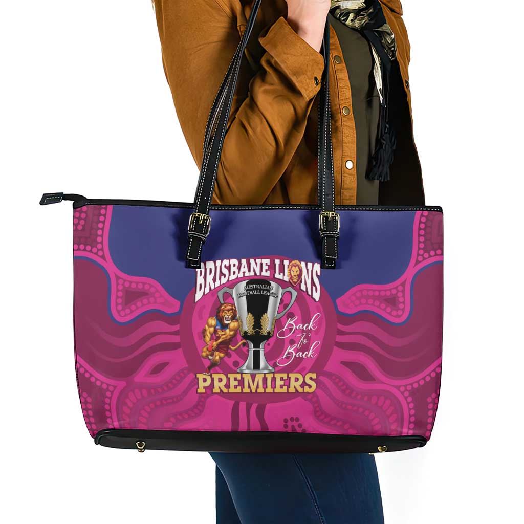 AFL Lions Football Leather Tote Bag Brisbane Premiers Back To Back Proud - Aussie Hoodie