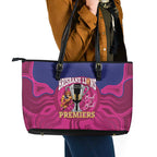 AFL Lions Football Leather Tote Bag Brisbane Premiers Back To Back Proud - Aussie Hoodie