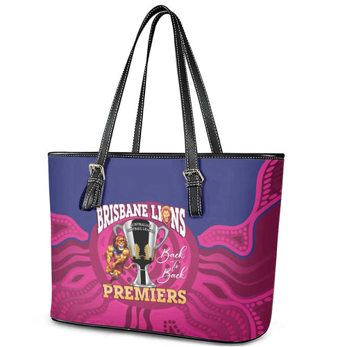 AFL Lions Football Leather Tote Bag Brisbane Premiers Back To Back Proud - Aussie Hoodie