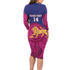 AFL Lions Football Custom Long Sleeve Bodycon Dress Brisbane Premiers Back To Back Proud - Aussie Hoodie