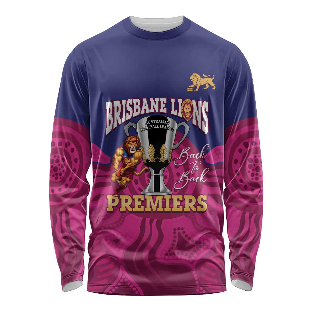 AFL Lions Football Custom Long Sleeve Shirt Brisbane Premiers Back To Back Proud - Aussie Hoodie