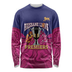AFL Lions Football Custom Long Sleeve Shirt Brisbane Premiers Back To Back Proud - Aussie Hoodie