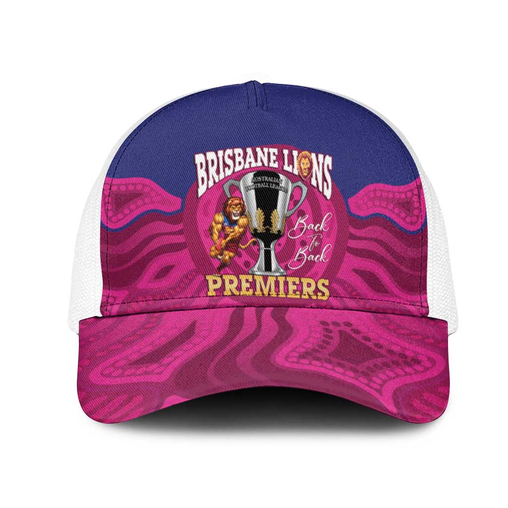 AFL Lions Football Mesh Trucker Cap Brisbane Premiers Back To Back Proud - Aussie Hoodie