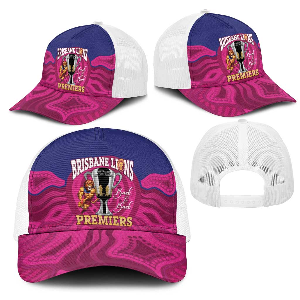 AFL Lions Football Mesh Trucker Cap Brisbane Premiers Back To Back Proud - Aussie Hoodie