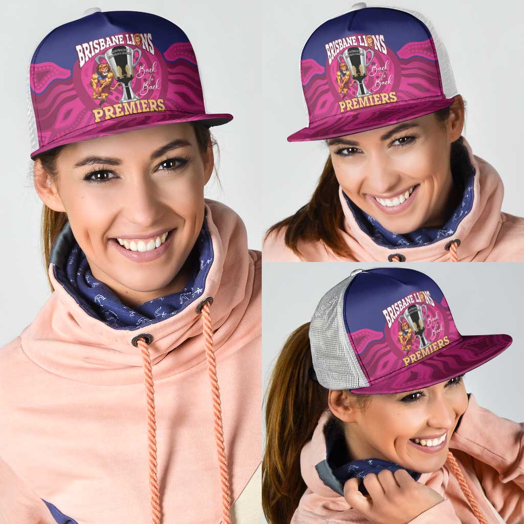 AFL Lions Football Mesh Trucker Cap Brisbane Premiers Back To Back Proud - Aussie Hoodie