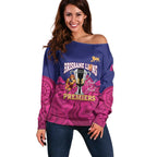 AFL Lions Football Custom Off Shoulder Sweater Brisbane Premiers Back To Back Proud - Aussie Hoodie