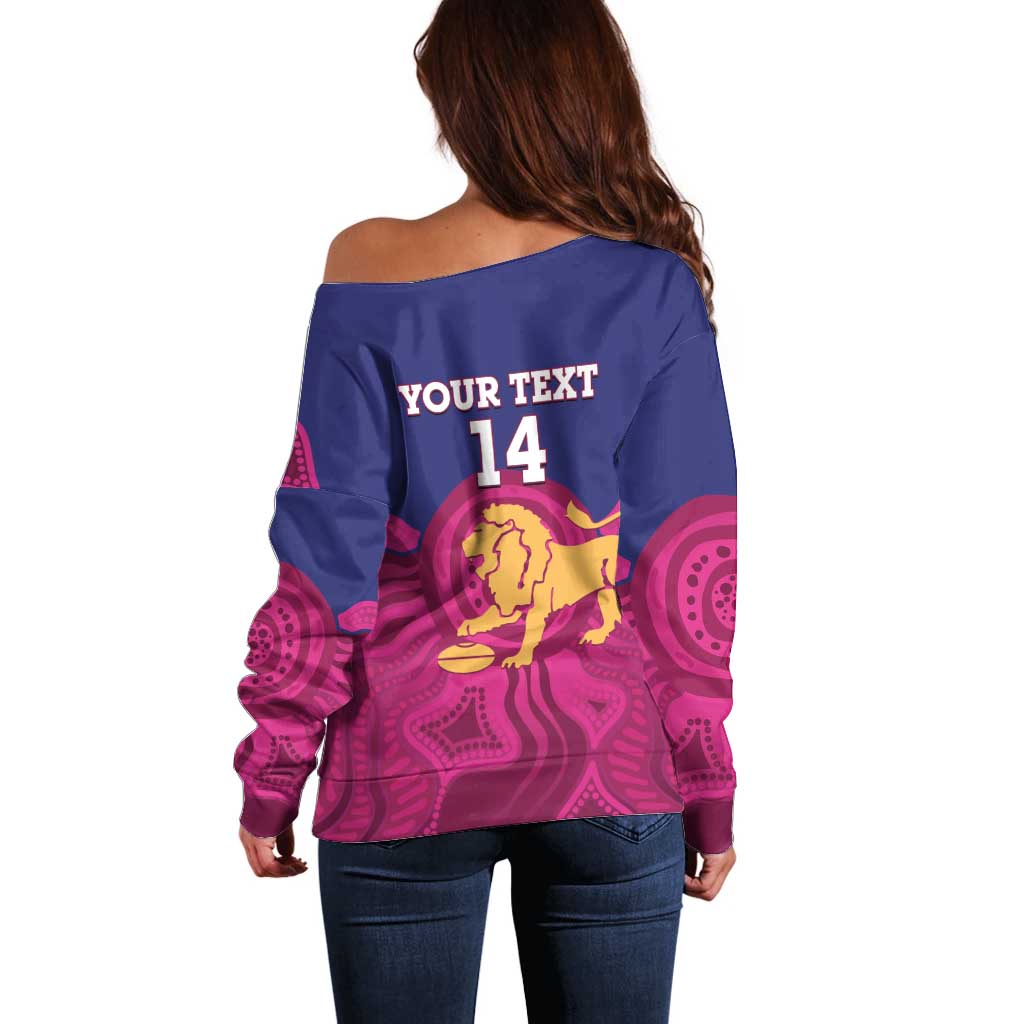 AFL Lions Football Custom Off Shoulder Sweater Brisbane Premiers Back To Back Proud - Aussie Hoodie