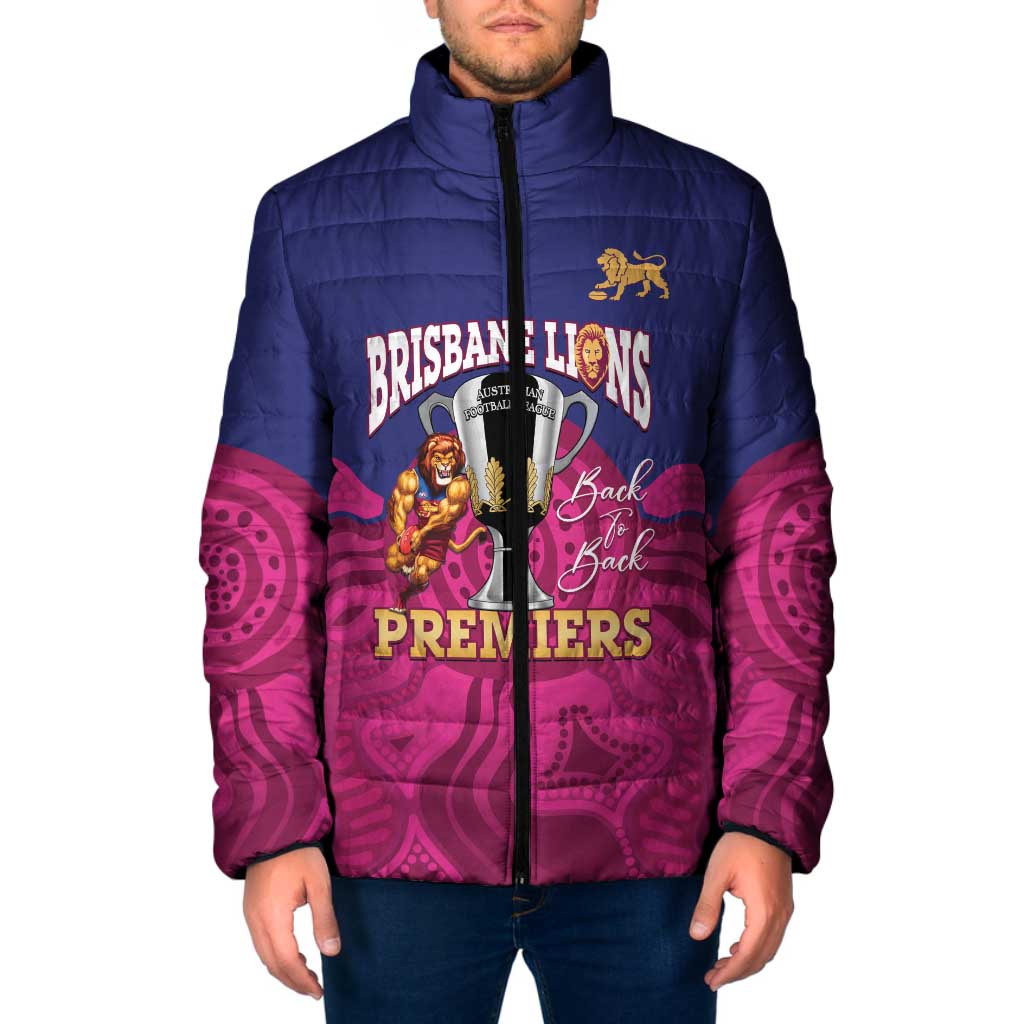 AFL Lions Football Custom Padded Jacket Brisbane Premiers Back To Back Proud - Aussie Hoodie