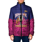 AFL Lions Football Custom Padded Jacket Brisbane Premiers Back To Back Proud - Aussie Hoodie