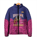 AFL Lions Football Custom Padded Jacket Brisbane Premiers Back To Back Proud - Aussie Hoodie