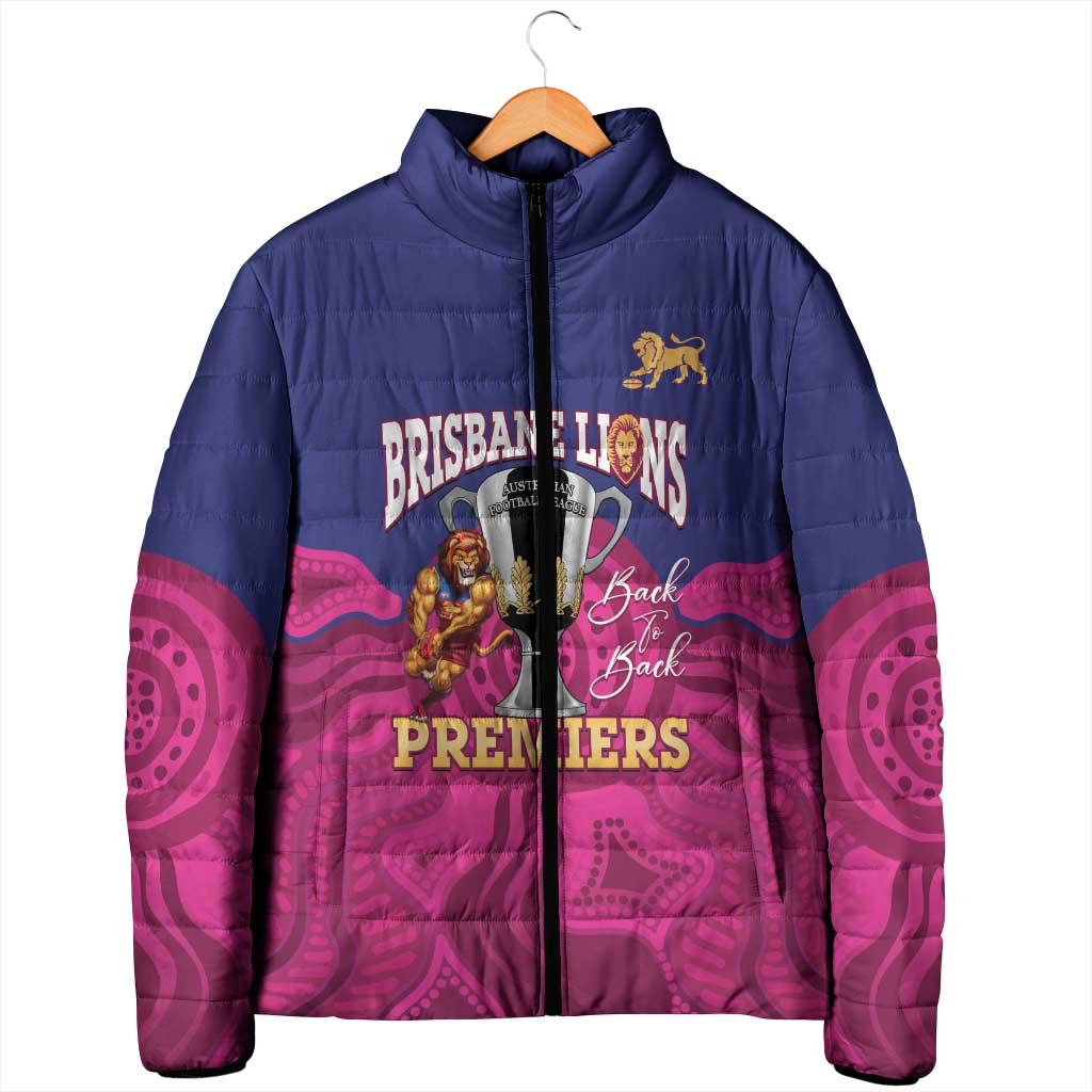 AFL Lions Football Custom Padded Jacket Brisbane Premiers Back To Back Proud - Aussie Hoodie