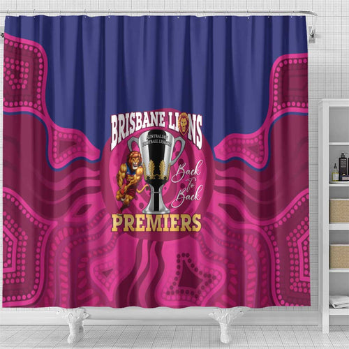 AFL Lions Football Shower Curtain Brisbane Premiers Back To Back Proud - Aussie Hoodie