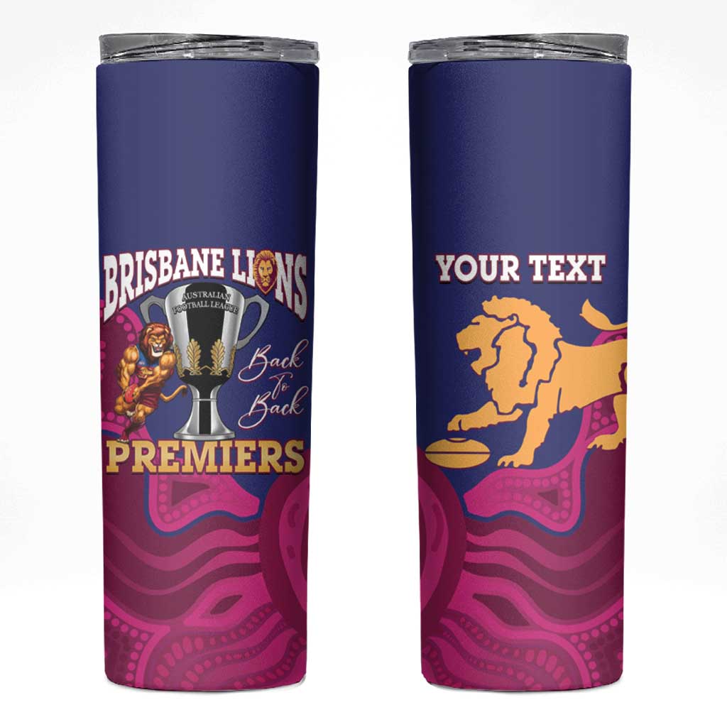 AFL Lions Football Custom Skinny Tumbler Brisbane Premiers Back To Back Proud - Aussie Hoodie