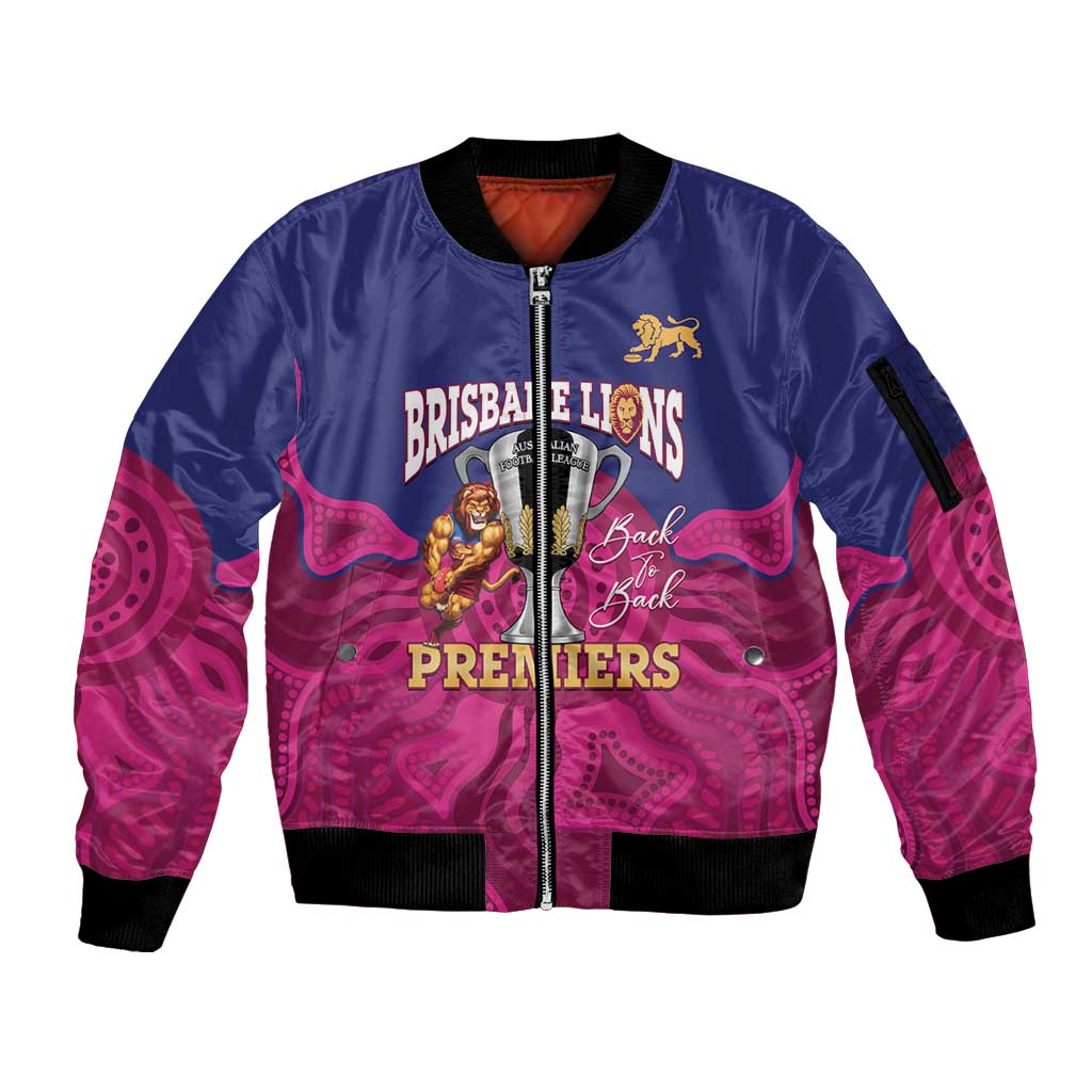 AFL Lions Football Custom Sleeve Zip Bomber Jacket Brisbane Premiers Back To Back Proud - Aussie Hoodie