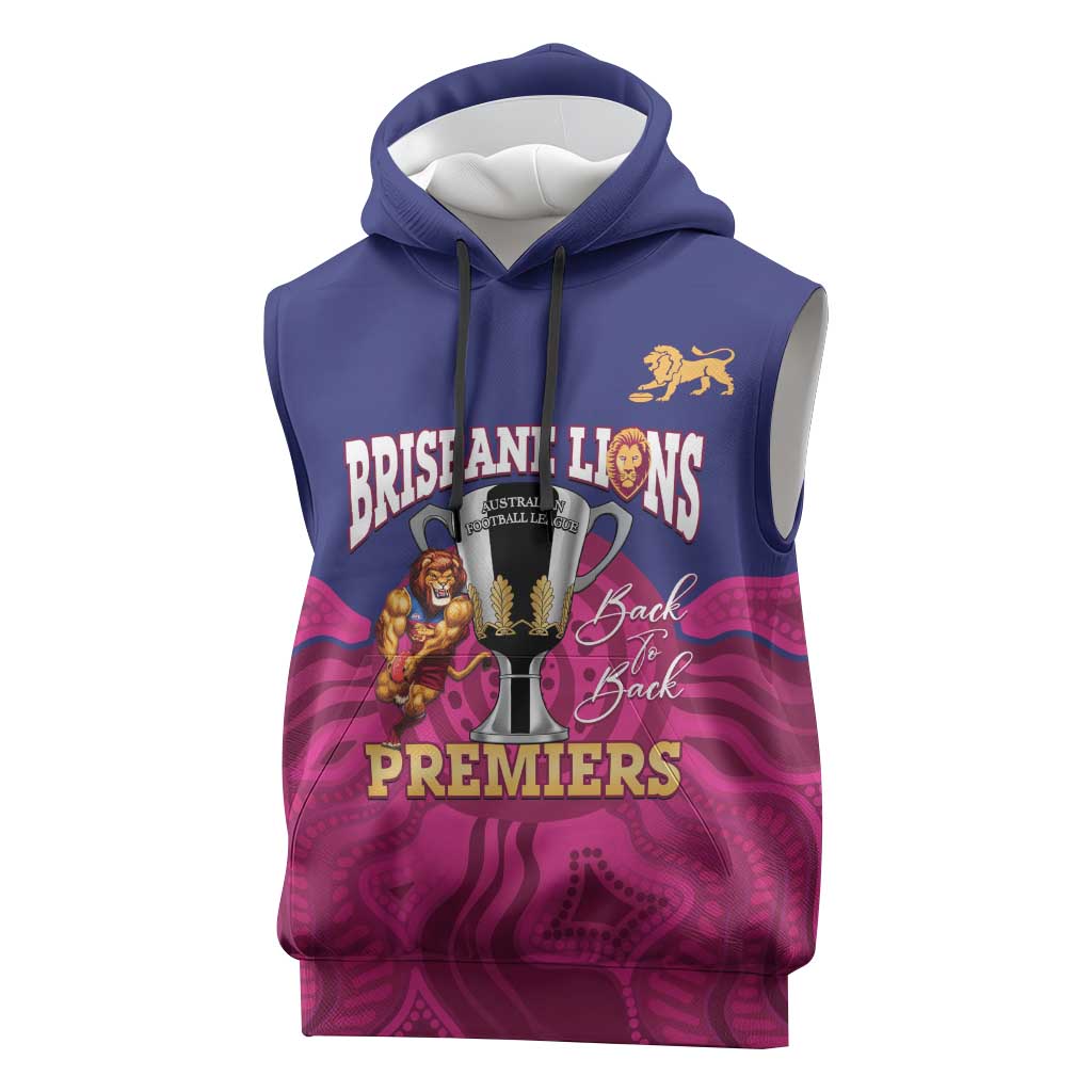 AFL Lions Football Custom Sleeveless Hoodie Brisbane Premiers Back To Back Proud - Aussie Hoodie