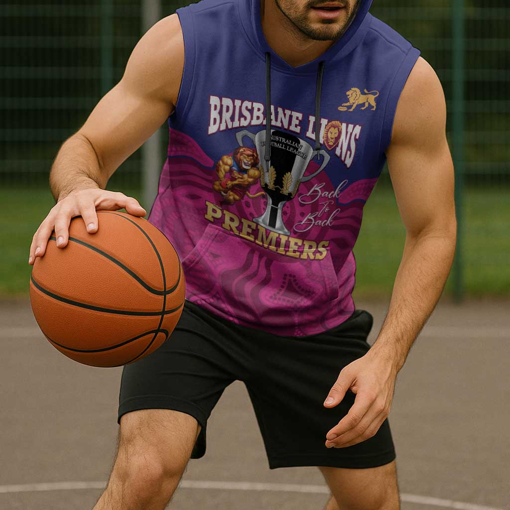 AFL Lions Football Custom Sleeveless Hoodie Brisbane Premiers Back To Back Proud - Aussie Hoodie