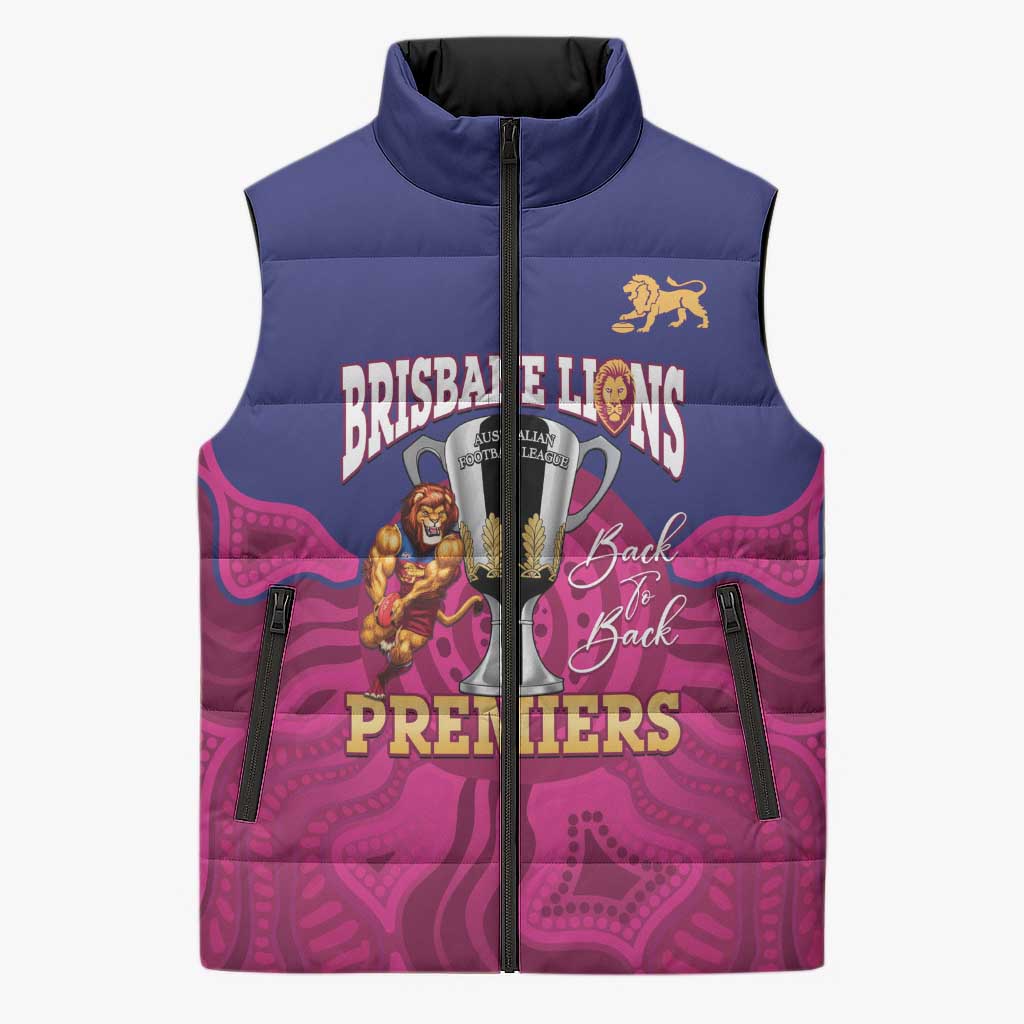 AFL Lions Football Custom Sleeveless Puffer Jacket Brisbane Premiers Back To Back Proud - Aussie Hoodie