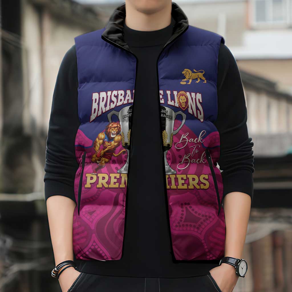 AFL Lions Football Custom Sleeveless Puffer Jacket Brisbane Premiers Back To Back Proud - Aussie Hoodie