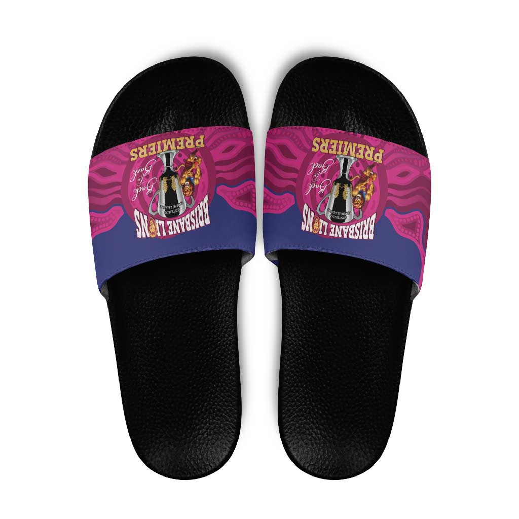 AFL Lions Football Slide Sandals Brisbane Premiers Back To Back Proud - Aussie Hoodie