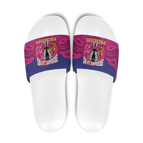 AFL Lions Football Slide Sandals Brisbane Premiers Back To Back Proud - Aussie Hoodie