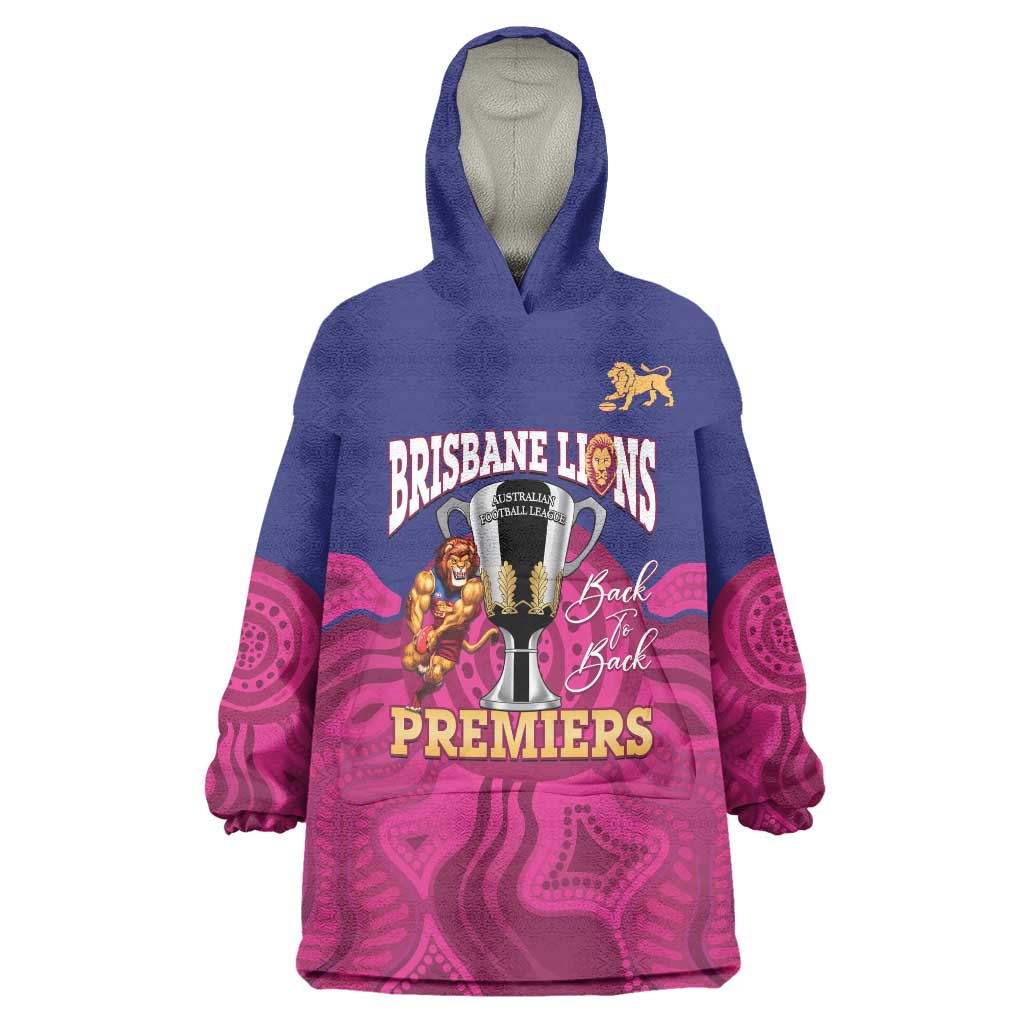 AFL Lions Football Custom Wearable Blanket Hoodie Brisbane Premiers Back To Back Proud - Aussie Hoodie