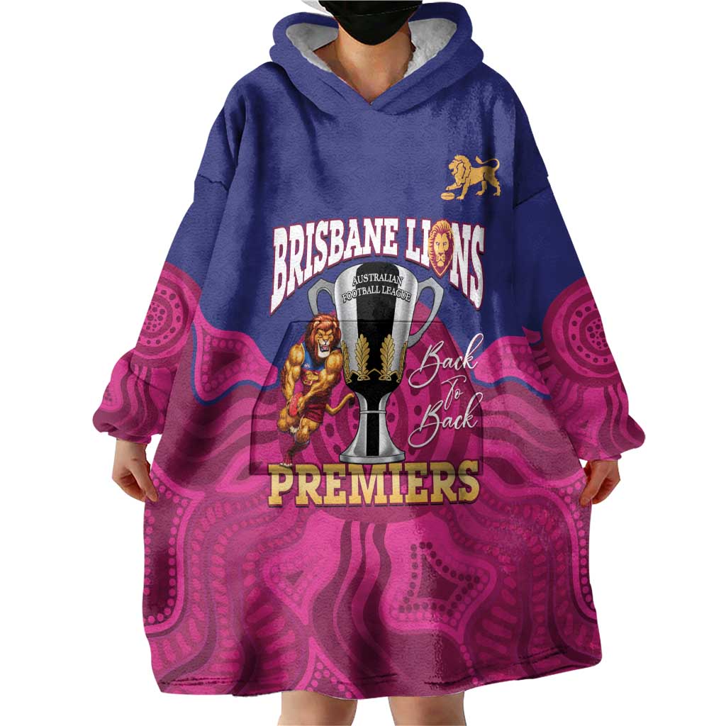 AFL Lions Football Custom Wearable Blanket Hoodie Brisbane Premiers Back To Back Proud - Aussie Hoodie
