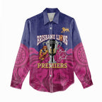 AFL Lions Football Custom Women Casual Shirt Brisbane Premiers Back To Back Proud - Aussie Hoodie