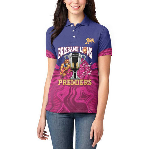 AFL Lions Football Custom Women Polo Shirt Brisbane Premiers Back To Back Proud - Aussie Hoodie