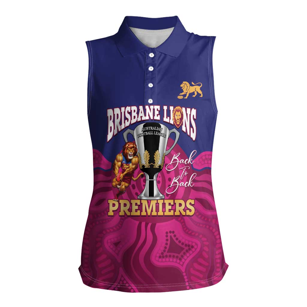 AFL Lions Football Custom Women Sleeveless Polo Shirt Brisbane Premiers Back To Back Proud - Aussie Hoodie