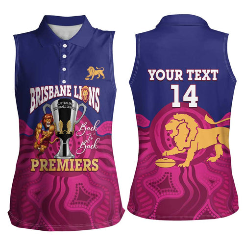 AFL Lions Football Custom Women Sleeveless Polo Shirt Brisbane Premiers Back To Back Proud - Aussie Hoodie