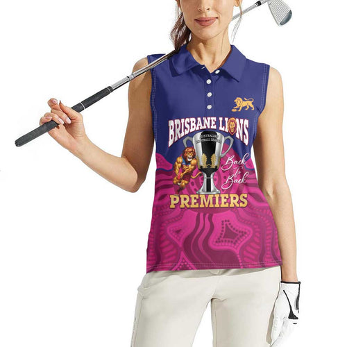 AFL Lions Football Custom Women Sleeveless Polo Shirt Brisbane Premiers Back To Back Proud - Aussie Hoodie
