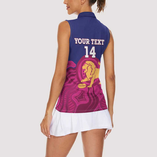 AFL Lions Football Custom Women Sleeveless Polo Shirt Brisbane Premiers Back To Back Proud - Aussie Hoodie