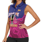 AFL Lions Football Custom Women Sleeveless Polo Shirt Brisbane Premiers Back To Back Proud - Aussie Hoodie