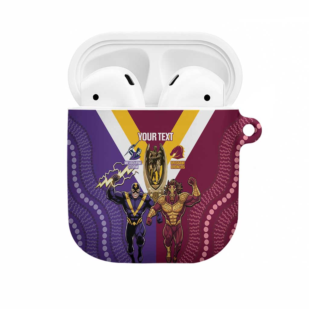 Storm And Broncos Rugby Custom AirPods Case Melbourne Brisbane Final Together Mascots Style - Aussie Hoodie