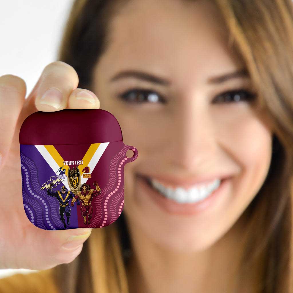 Storm And Broncos Rugby Custom AirPods Case Melbourne Brisbane Final Together Mascots Style - Aussie Hoodie