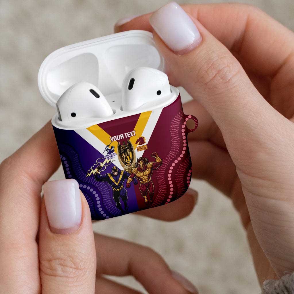 Storm And Broncos Rugby Custom AirPods Case Melbourne Brisbane Final Together Mascots Style - Aussie Hoodie