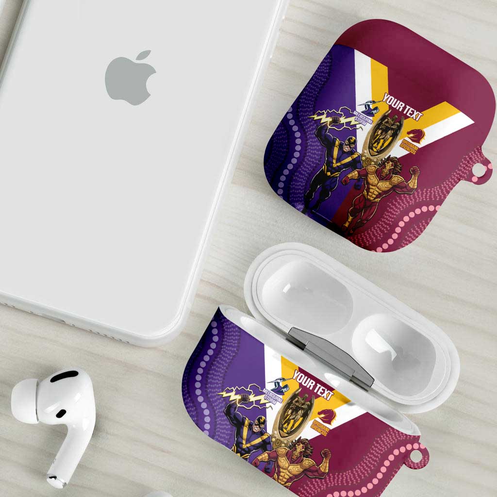 Storm And Broncos Rugby Custom AirPods Case Melbourne Brisbane Final Together Mascots Style - Aussie Hoodie