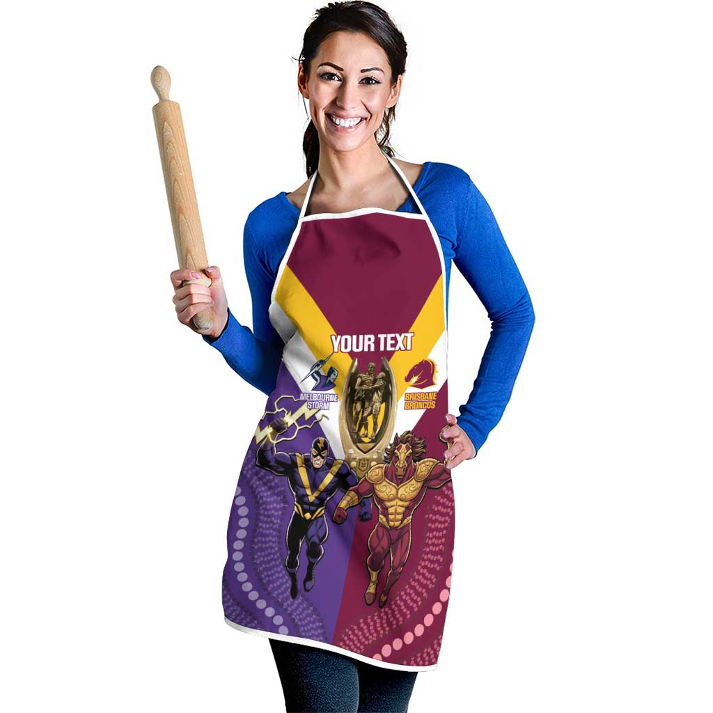 Storm And Broncos Rugby Custom Apron Melbourne Brisbane Final Together Mascots Style - Aussie Hoodie