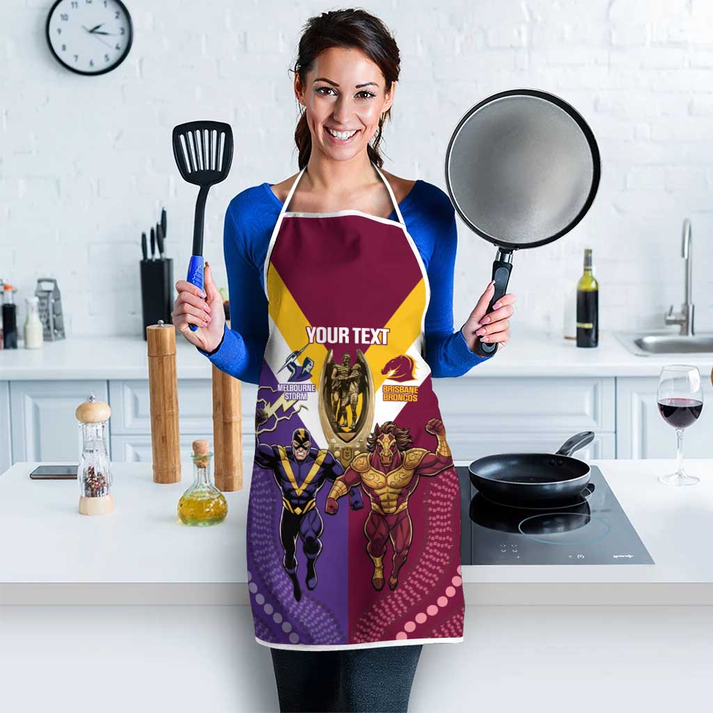 Storm And Broncos Rugby Custom Apron Melbourne Brisbane Final Together Mascots Style - Aussie Hoodie