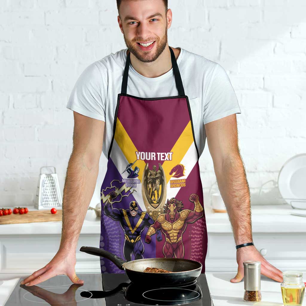 Storm And Broncos Rugby Custom Apron Melbourne Brisbane Final Together Mascots Style - Aussie Hoodie