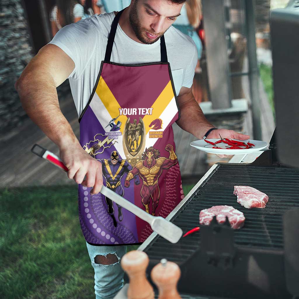 Storm And Broncos Rugby Custom Apron Melbourne Brisbane Final Together Mascots Style - Aussie Hoodie