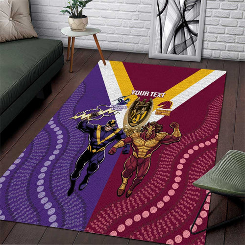Storm And Broncos Rugby Custom Area Rug Melbourne Brisbane Final Together Mascots Style - Aussie Hoodie