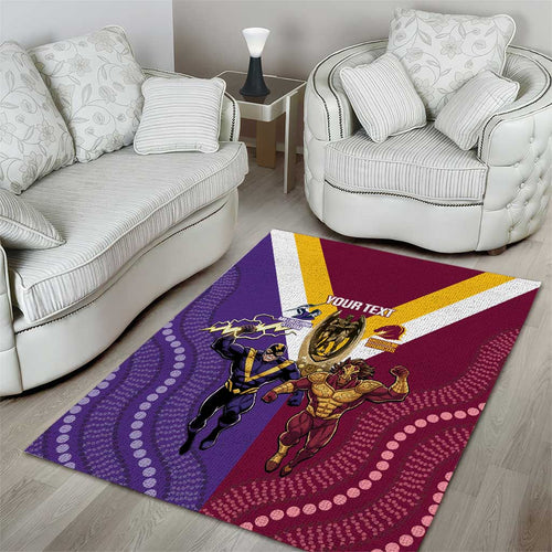 Storm And Broncos Rugby Custom Area Rug Melbourne Brisbane Final Together Mascots Style - Aussie Hoodie