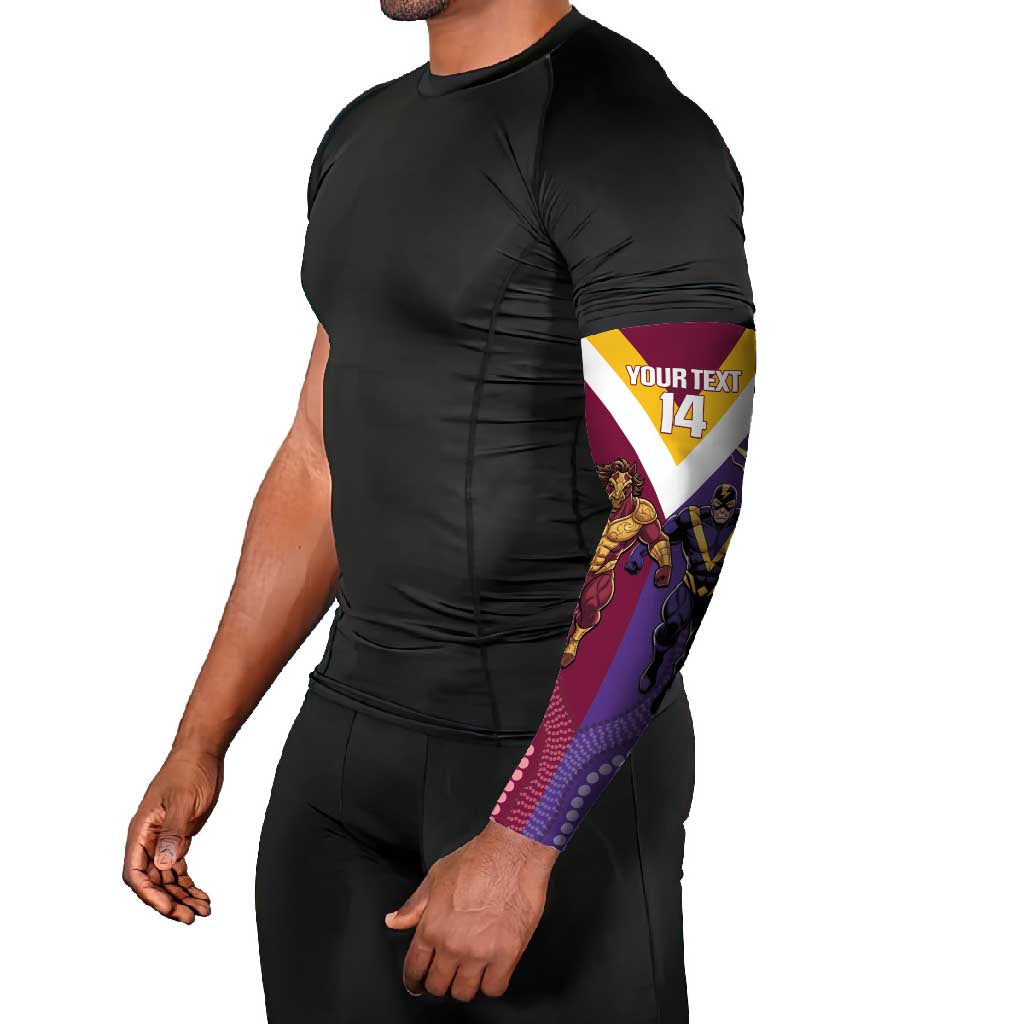 Storm And Broncos Rugby Custom Arm Sleeves Melbourne Brisbane Final Together Mascots Style - Aussie Hoodie