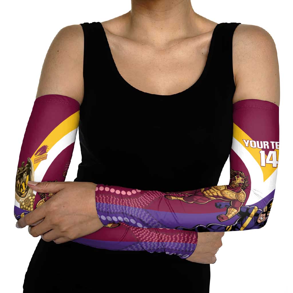 Storm And Broncos Rugby Custom Arm Sleeves Melbourne Brisbane Final Together Mascots Style - Aussie Hoodie