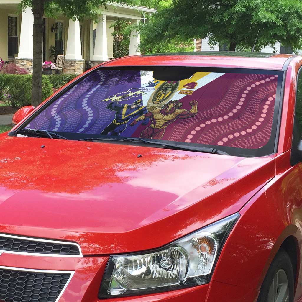 Storm And Broncos Rugby Custom Auto Sun Shade Melbourne Brisbane Final Together Mascots Style - Aussie Hoodie