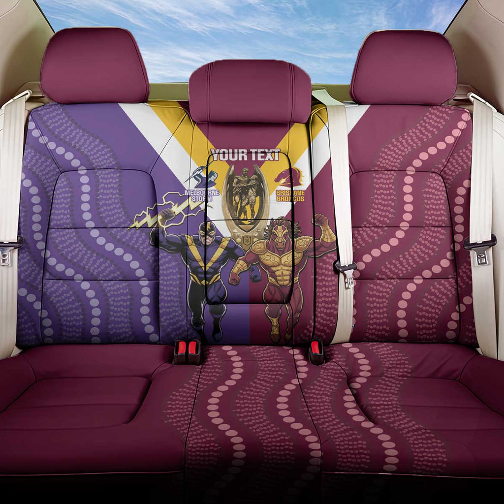 Storm And Broncos Rugby Custom Back Car Seat Cover Melbourne Brisbane Final Together Mascots Style - Aussie Hoodie